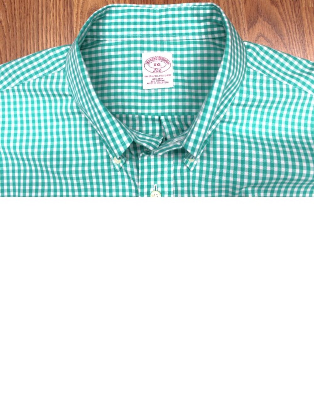 BROOKS BROTHERS ORIGINAL FIT 100% COTTON SHIRT GREEN & WHITE Sz 2X-LARGE, XXL